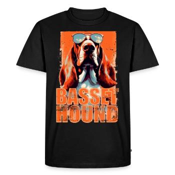 Basset Hound Dog avec lunettes de soleil - T-shirt Premium bio Homme - noir - Devant - Nico (187cm)