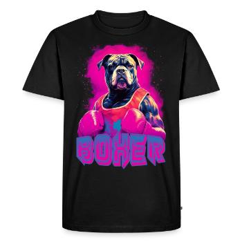 Chien Boxer avec gants de boxe - T-shirt Premium bio Homme - noir - Devant - Nico (187cm)