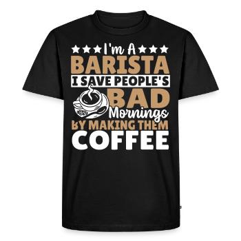 Je suis un barista Je sauve les gens - T-shirt Premium bio Homme - noir - Devant - Nico (187cm)
