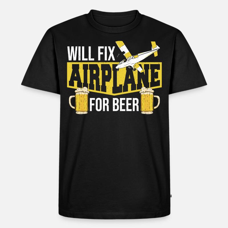 Wird Flugzeug für Bier reparieren - Männer Premium Bio T-Shirt - Schwarz