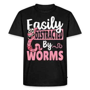Easily Distracted By Worms Worm Farming - Men's Premium Organic T-Shirt - black - Front - Nico (187cm)
