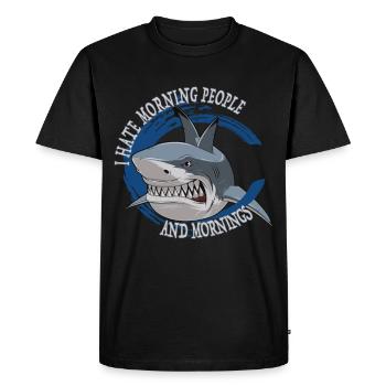 Hai Shark Morgenmuffel - I hate morning people - Men's Premium Organic T-Shirt - black - Front - Nico (187cm)