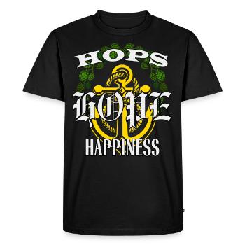 Malt Hope Happiness - Men's Premium Organic T-Shirt - black - Front - Nico (187cm)