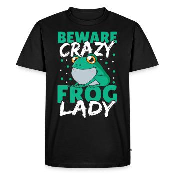Beware Crazy Frog Lady Frog Lover - Men's Premium Organic T-Shirt - black - Front - Nico (187cm)