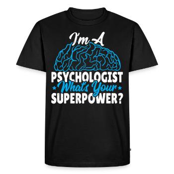 Je suis psychologue Quel est votre superpouvoir? - T-shirt Premium bio Homme - noir - Devant - Nico (187cm)