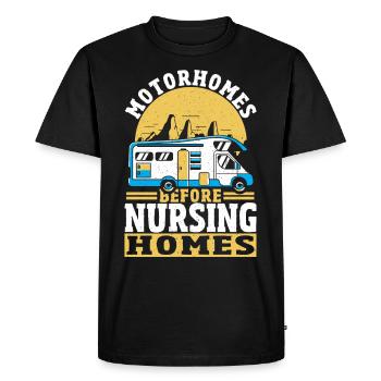 Camping-cars devant les maisons de retraite - T-shirt Premium bio Homme - noir - Devant - Nico (187cm)
