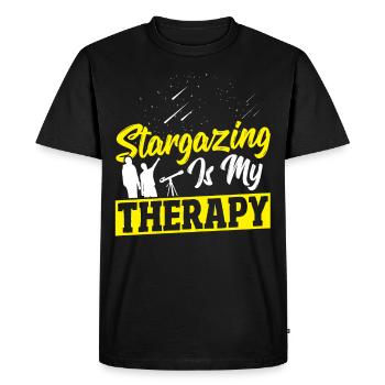Stargazing Is My Therapy Astronomy Stargazer - Men's Premium Organic T-Shirt - black - Front - Nico (187cm)