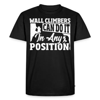 Wall Climbers Can Do It In Any Position Wall - Men's Premium Organic T-Shirt - black - Front - Nico (187cm)
