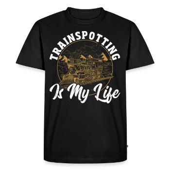 Trainspotting Is My Life Trainspotter Train - Men's Premium Organic T-Shirt - black - Front - Nico (187cm)