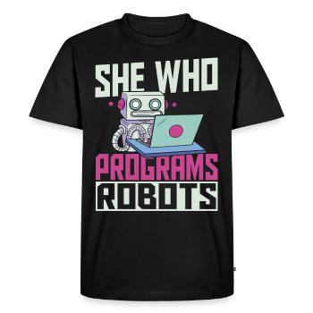 She Who Programs Robots Robotics Robot Engineer - Men's Premium Organic T-Shirt - black - Front - Nico (187cm)