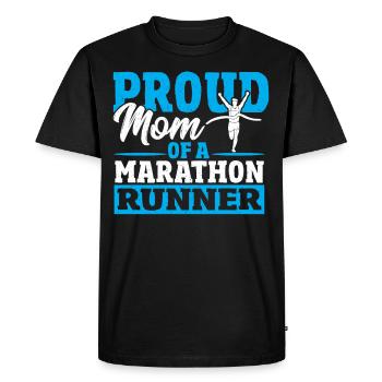 Fière maman d’un marathonien - T-shirt Premium bio Homme - noir - Devant - Nico (187cm)