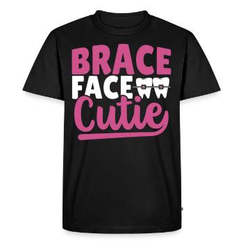 Broches Face Cutie Orthodontiste - T-shirt Premium bio Homme - noir - Devant - Nico (187cm)