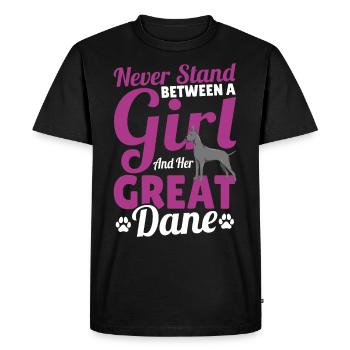 Ne vous tenez jamais entre une fille et elle - T-shirt Premium bio Homme - noir - Devant - Nico (187cm)