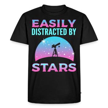 Easily Distracted By Stars Stargazing Astronomy - Men's Premium Organic T-Shirt - black - Front - Nico (187cm)