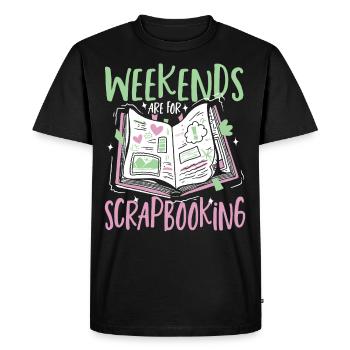 Les week-ends sont pour le scrapbooking car le scrapbooking - T-shirt Premium bio Homme - noir - Devant - Nico (187cm)