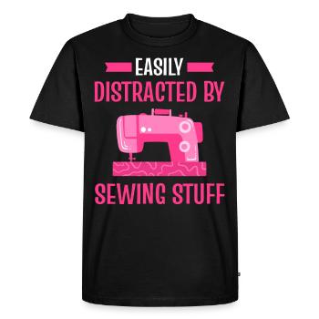 Facilement distrait par le kit de couture Sewing Lover Sewer - T-shirt Premium bio Homme - noir - Devant - Nico (187cm)
