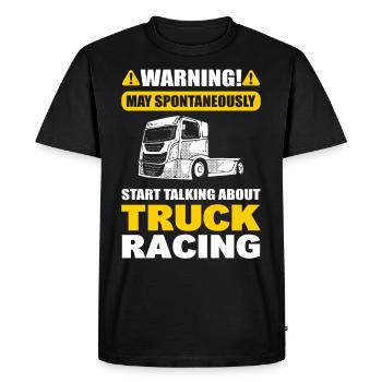 Warning May Spontaneously Start Talking About - Men's Premium Organic T-Shirt - black - Front - Nico (187cm)