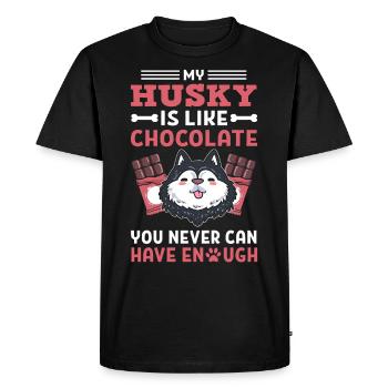 Mon Husky est comme le Husky sibérien au chocolat - T-shirt Premium bio Homme - noir - Devant - Nico (187cm)