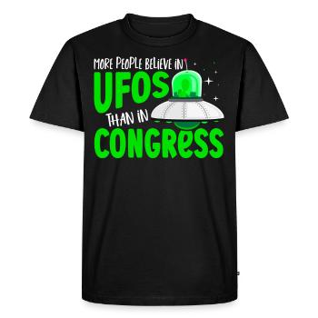 More People Believe In UFOS Than in Congress UFO - Men's Premium Organic T-Shirt - black - Front - Nico (187cm)