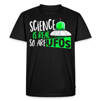 Science Is Real So Are UFOs UFO Alien - Men's Premium Organic T-Shirt - black - Front - Nico (187cm)