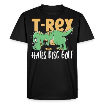 T-Rex Hates Disc Golf T Rex Dinosaur - Men's Premium Organic T-Shirt - black - Front - Nico (187cm)