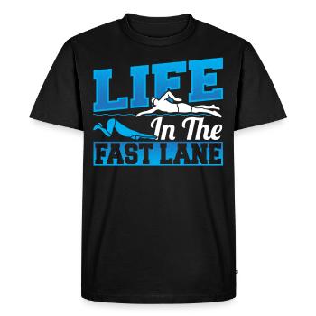 Swimmer Life In The Fast Lane Swimming - Men's Premium Organic T-Shirt - black - Front - Nico (187cm)