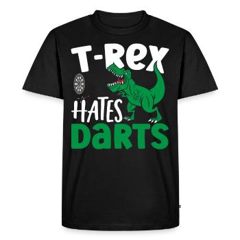 T-Rex Hates Darts T-Rex Dinosaur Lovers - Men's Premium Organic T-Shirt - black - Front - Nico (187cm)