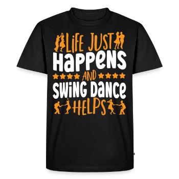La vie se passe comme ça et la danse swing aide - T-shirt Premium bio Homme - noir - Devant - Nico (187cm)