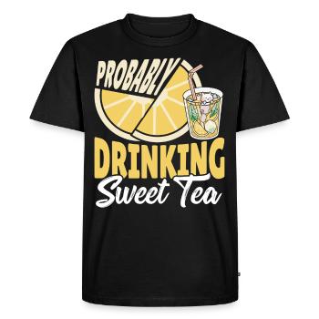 Thé sucré Thé glacé que vous buvez probablement sucré - T-shirt Premium bio Homme - noir - Devant - Nico (187cm)