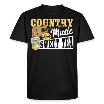 Thé sucré, thé glacé, musique country et thé sucré - T-shirt Premium bio Homme - noir - Devant - Nico (187cm)