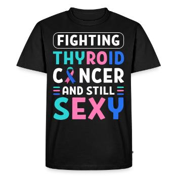 Fighting Thyroid Cancer And Still Sexy Thyroid - Men's Premium Organic T-Shirt - black - Front - Nico (187cm)
