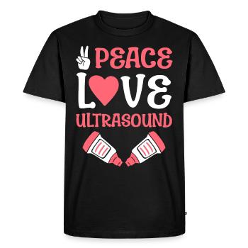 Technicien Ultrasonique Peace Love - T-shirt Premium bio Homme - noir - Devant - Nico (187cm)