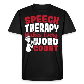 Speech Therapy Makes Every Word Count Speech - Men's Premium Organic T-Shirt - black - Front - Nico (187cm)