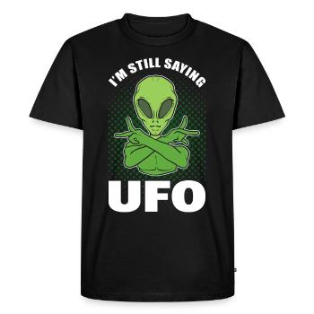 I'm Still Saying UFO Alien - Men's Premium Organic T-Shirt - black - Front - Nico (187cm)