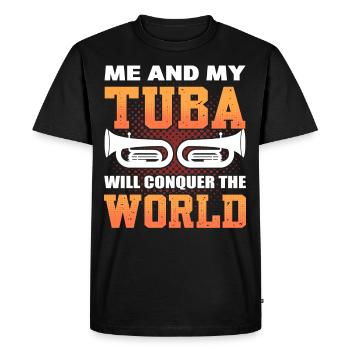 Me And My Tuba Will Conquer The World Tuba Player - Men's Premium Organic T-Shirt - black - Front - Nico (187cm)