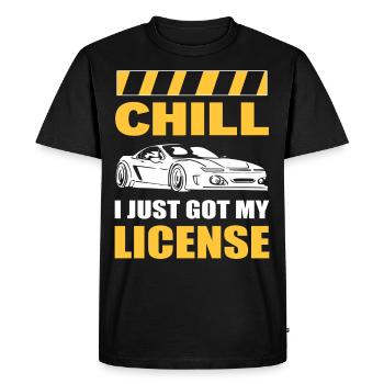 Chill I Just Got My License New Driver First Time - Men's Premium Organic T-Shirt - black - Front - Nico (187cm)