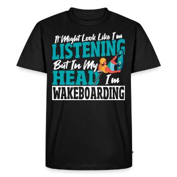 Wakeboarder In My Head I'm Wakeboarding - Men's Premium Organic T-Shirt - black - Front - Nico (187cm)
