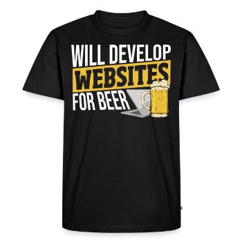 Will Develop Websites For Beer Web Developer - Men's Premium Organic T-Shirt - black - Front - Nico (187cm)