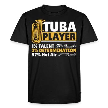 Joueur de tuba 1% Talent 2% Détermination 97% Chaud - T-shirt Premium bio Homme - noir - Devant - Nico (187cm)