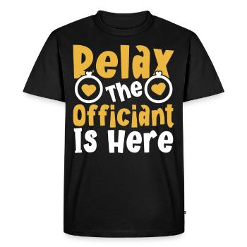 Détendez-vous, l’officiant est là - T-shirt Premium bio Homme - noir - Devant - Nico (187cm)