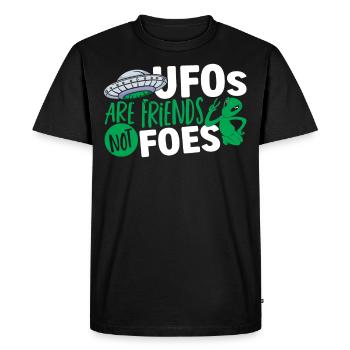 UFOs Are Friends Not Foes Alien Ufologist - Men's Premium Organic T-Shirt - black - Front - Nico (187cm)