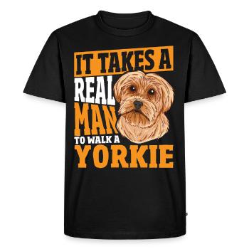 Propriétaire d’un Yorkshire Terrier : Juste un vrai homme - T-shirt Premium bio Homme - noir - Devant - Nico (187cm)
