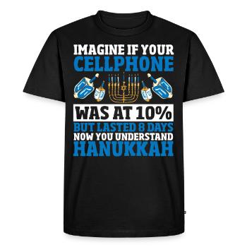 Vacances d’hiver Hanoukka Menorah juive de Hanoukka - T-shirt Premium bio Homme - noir - Devant - Nico (187cm)