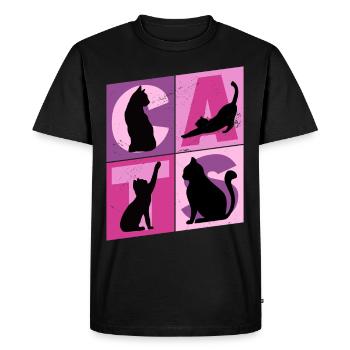 Cat Silhouettes Pink Pink Purple Vintage Retro - Men's Premium Organic T-Shirt - black - Front - Nico (187cm)