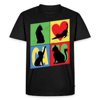 Cat Silhouettes Cat Lover Vintage Retro - Men's Premium Organic T-Shirt - black - Front - Nico (187cm)
