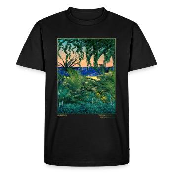 Tropical vibrant beach art print - Men's Premium Organic T-Shirt - black - Front - Nico (187cm)