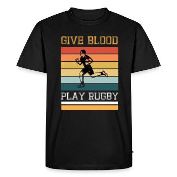 Donner du sang à un joueur de rugby en disant que le rugby - T-shirt Premium bio Homme - noir - Devant - Nico (187cm)