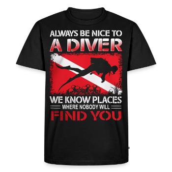 23F 0296bk - Men's Premium Organic T-Shirt - black - Front - Nico (187cm)