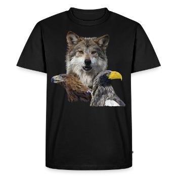 Loup et aigles - T-shirt Premium bio Homme - noir - Devant - Nico (187cm)