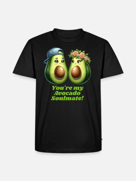 Avocado Paar Liebe - Männer Premium Bio T-Shirt - Schwarz